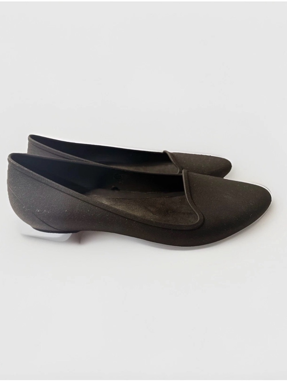 Crocs Eve Pointed Toe Ballet Flat Black Rubber Work Slip On Shoe Womens Size 10